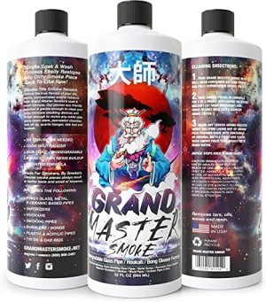 GRAND MASTER SMOKE (32oz) Soak & Wash Biodegradable Formula - Bong Cleaner / Glass Pipe & Hookah Cleaner - Cleanse + Deodorize, Restores 420 & 710 Heady Glass Back To New - No Shaking/No Scrubbing
