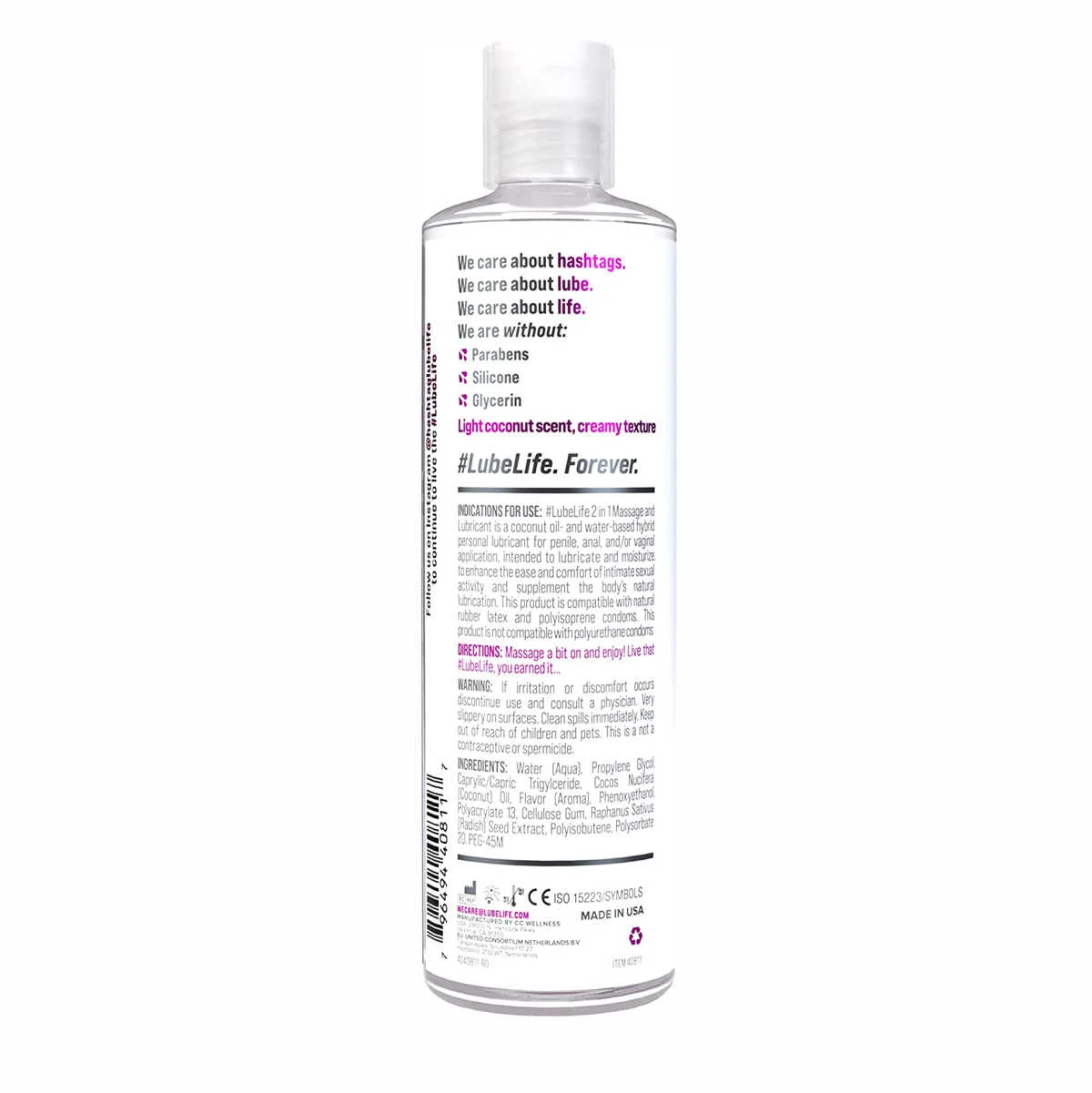 LubeLife 2-in-1 Water and Coconut Oil Based Massage and Lubricant for Men and Women, 8 Ounce